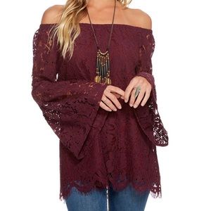 Chaser | NWT Lace Off the Shoulder Top Bell Sleeve